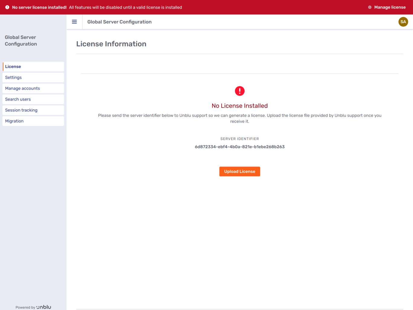 Server identifier in the Global Server Configuration interface