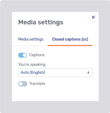 Closed captions tab