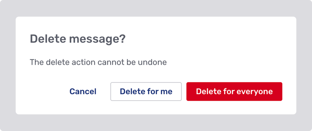Delete message modal dialog
