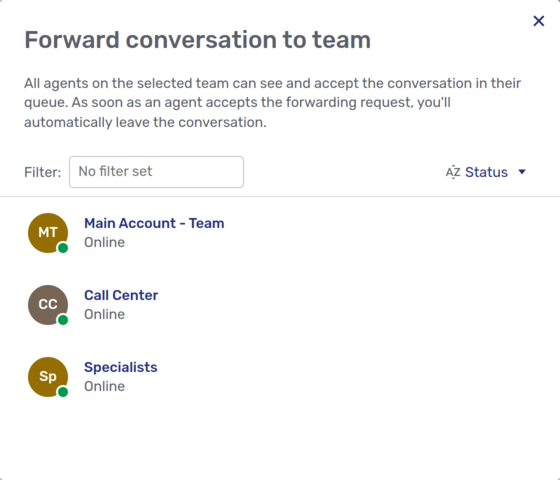 Forward conversation fly-in page