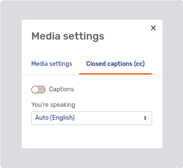 Closed captions tab with captions off