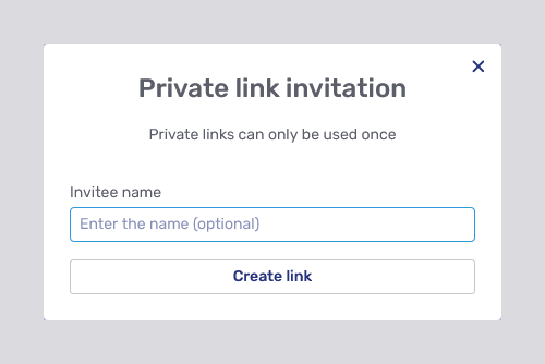 Private link invitation fly-in page