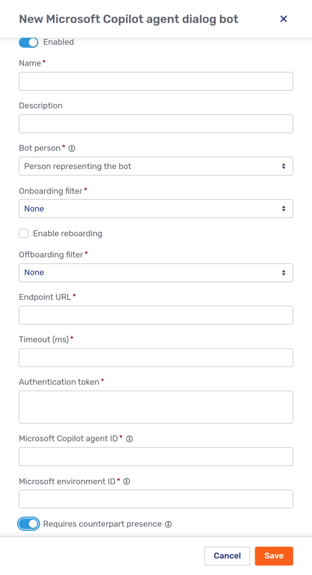 copilot dialog bot fly in page